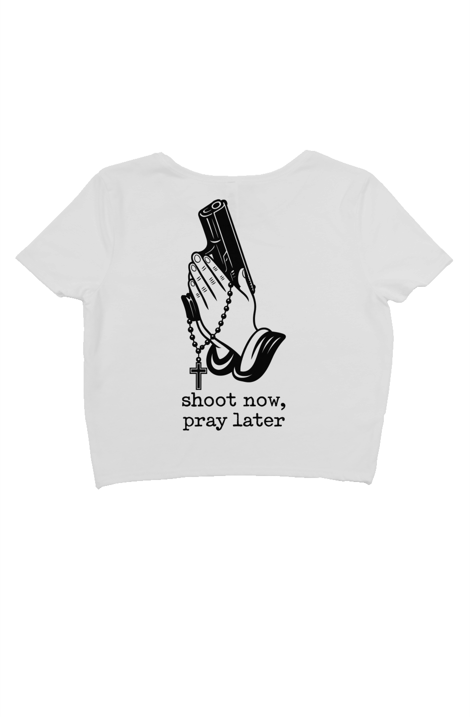 FYPM Shoot Now Pray Later Women’s crop tee