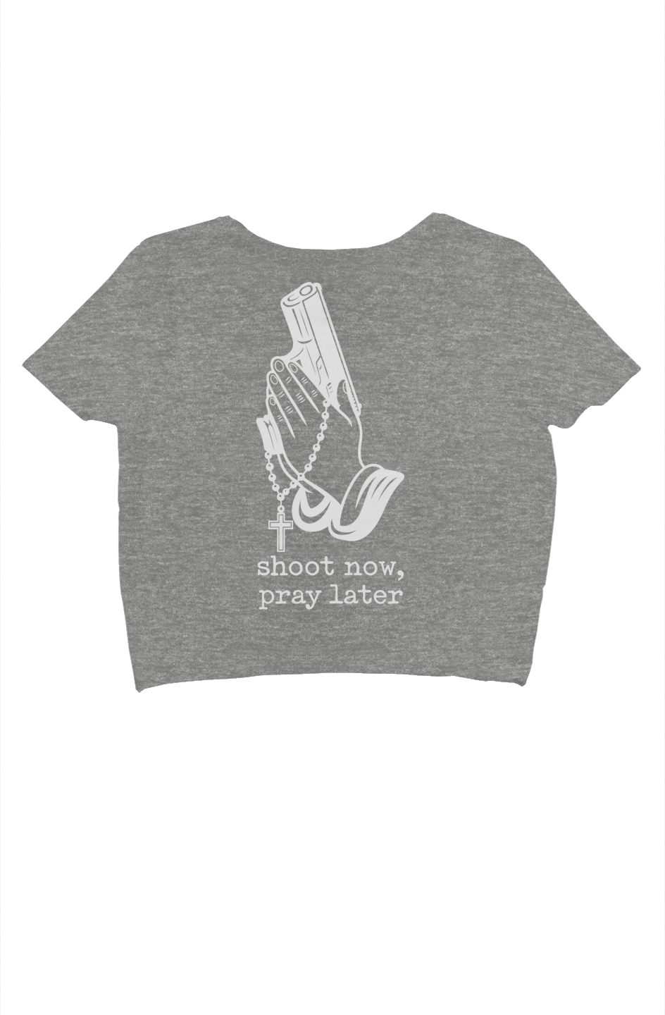 FYPM Shoot Now Pray Later Women’s crop tee