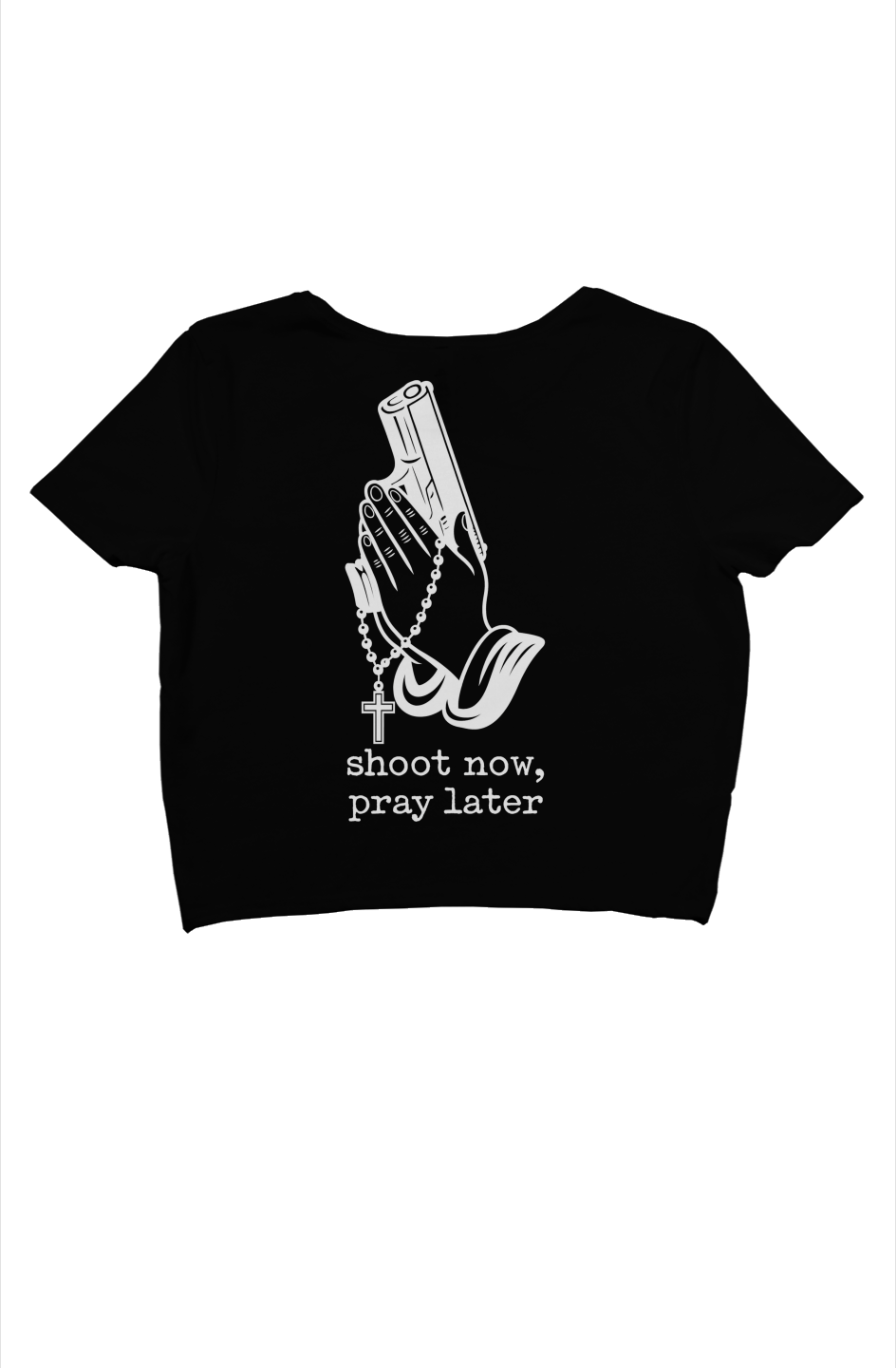 FYPM Shoot Now Pray Later Women’s crop tee