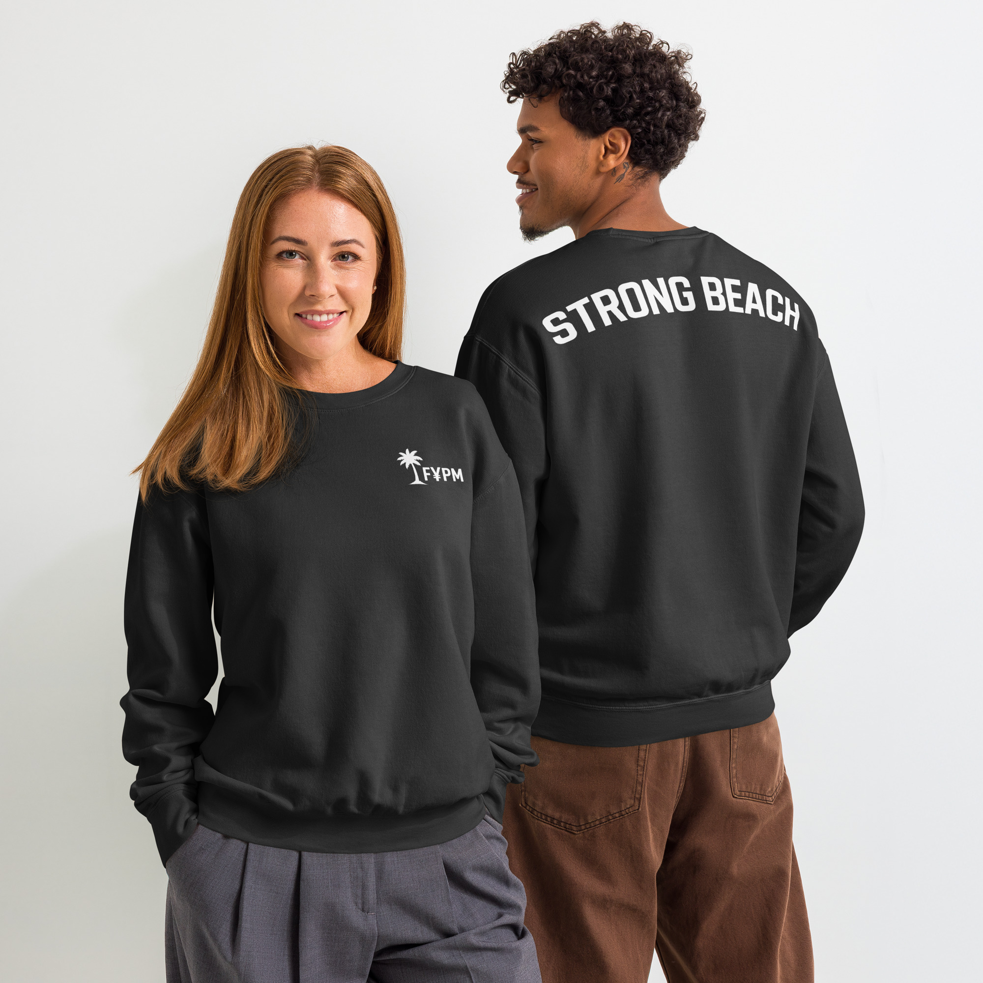 FYPM Strong Beach Unisex garment-dyed fleece crewneck sweatshirt