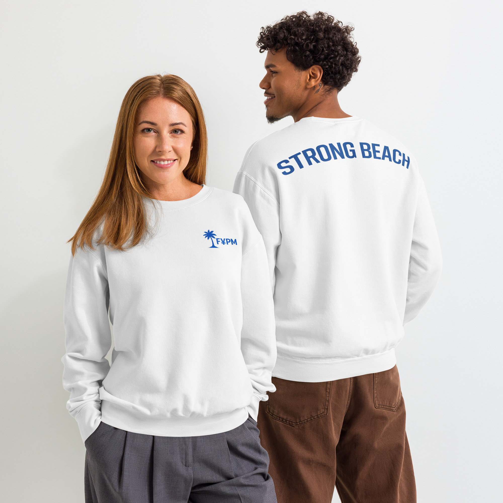 FYPM Strong Beach Unisex garment-dyed fleece crewneck sweatshirt