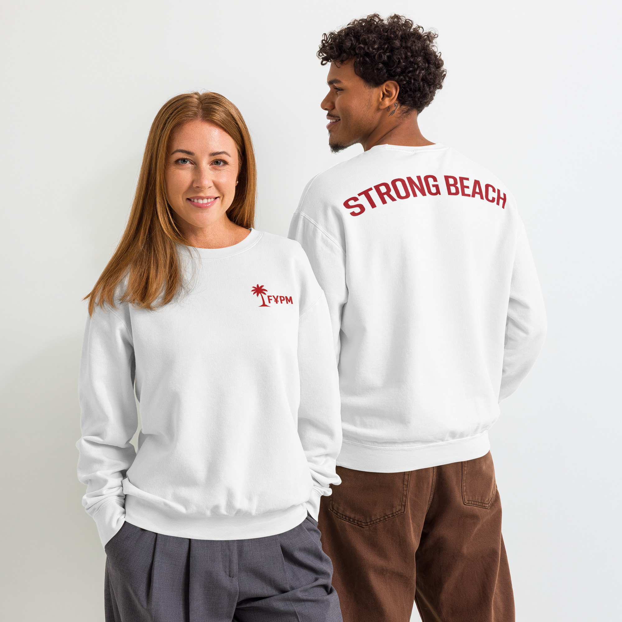 FYPM Strong Beach Unisex garment-dyed fleece crewneck sweatshirt - Image 3